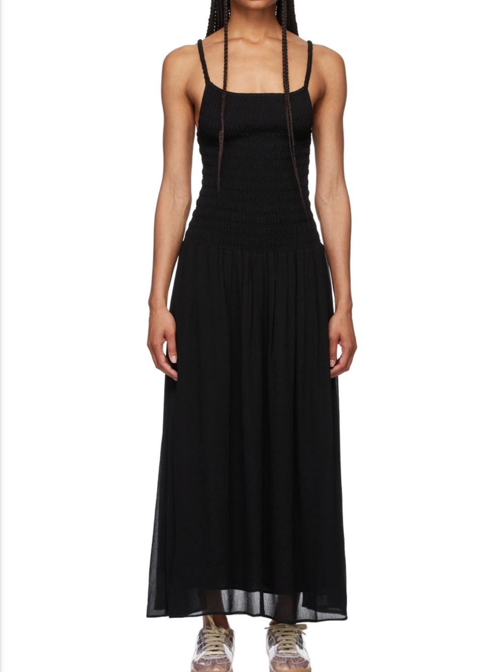 Toteme Black Smocked Maxi Dress